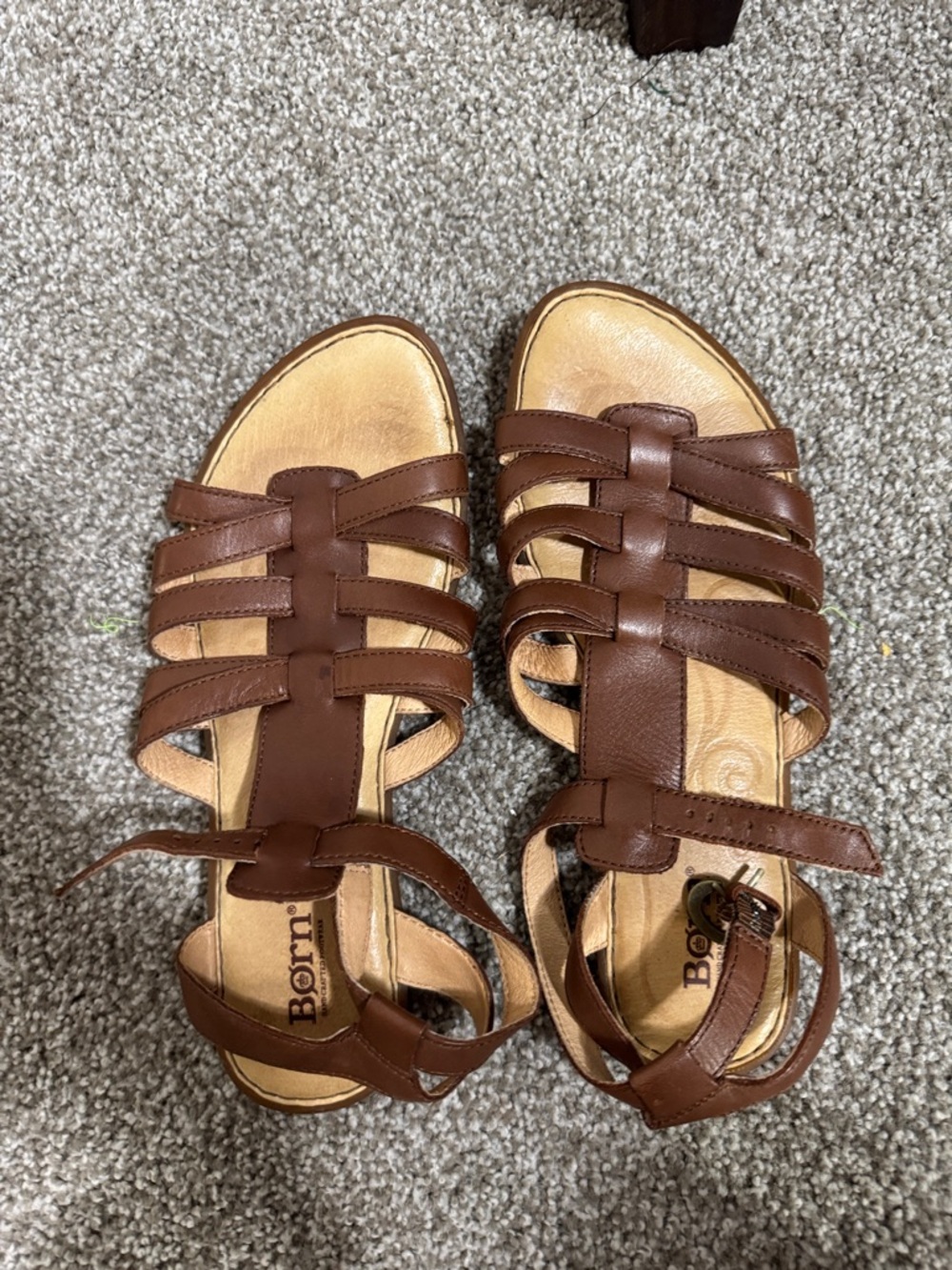 Born Brown Strappy Leather Gladiator/Fisherman Sandals